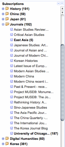 Google Reader List of Feeds
